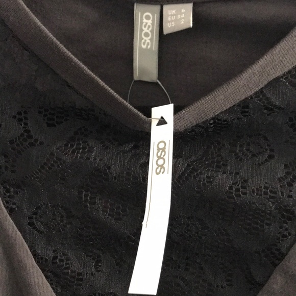 ASOS Grey Bodysuit with Black Lace NWT! - Picture 2 of 4